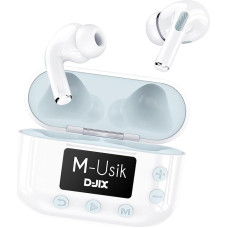 D-JIX - M-Usik Player Wireless Bluetooth Headphones - Device 2-in-1 Bluetooth Headphones Wireless and MP3-8GB - 18 Hours Running Time - 4000 Music Tracks - Compatible with Smartphones - White