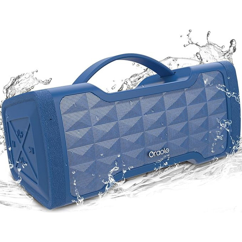 oraolo Bluetooth Speaker, 40W Portable Large Stereo Sound, IPX6 Waterproof, Support USB/AUX Input, Built-in Microphone for Home Party Outdoor (Blue)