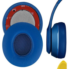 GEEKRIA QuickFit Protein Leder Ohrpolster Ersatz für B Solo2.0 Wireless Kopfhörer, Ohrpolster, Earpads Repalcement (Blau)