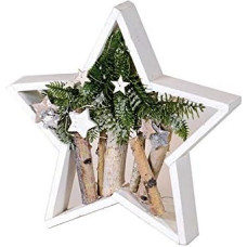 EUROCINSA silhouette star in white wood with branches, stars and LED lights. 30 x 5 x 30 cm 1 piece MDF, one size fits all