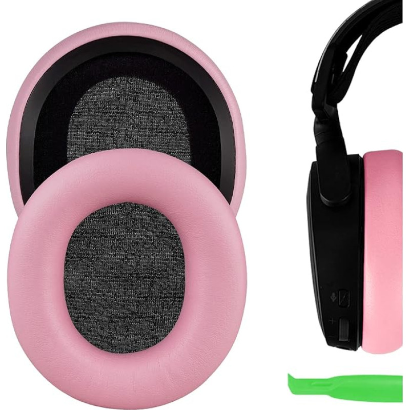 Geekria QuickFit Protein Leather Replacement Ear Pads for SteelSeries Arctis Prime Arctis PRO Arctis 9X Arctis 7 Arctis 5 Arctis 3 Headphones Ear Pads, Headset Ear Pads, Ear Pads Repair (Pink)