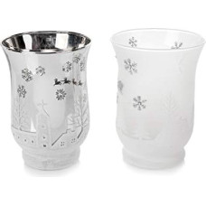 EUROCINSA Ref 29034 Set of 6 Glass Glasses Matte and Metallic with Christmas Motifs 11 x 15 cm 1 Set Aluminium / White One Size