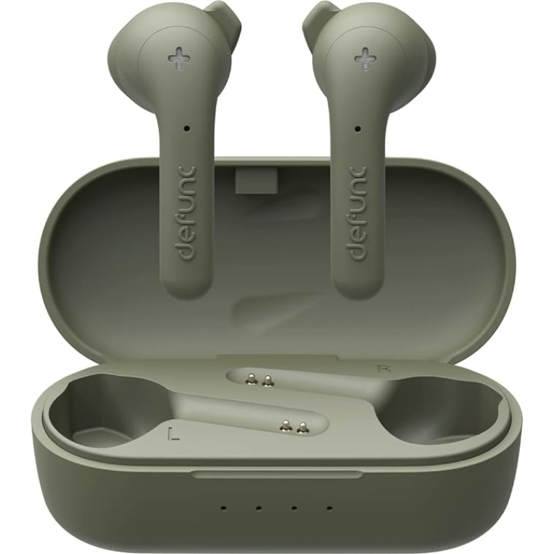 Defunc True Wireless Earbuds True Basic IPX4 Waterproof In-Ear 5.0 Bluetooth Stereo Earphones with Built-in Microphone - Long Playtime & Charging Case (Green)