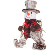 SHATCHI 40cm Snowman Christmas Table Decoration Decorated with Pine and Berries Showpieces Home Art & Craft Xmas Party Window Decoration