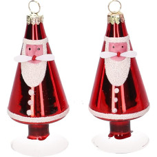 Pack of 4 Glass Santa Tree Decorations with Hooks