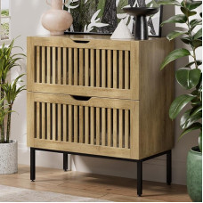 BVIUNTWO Farmhouse Buffetschrank mit Metallfuß und Stauraum, 71,1 cm, Sideboard, Kaffeebar für Küche, Esszimmer, Eiche