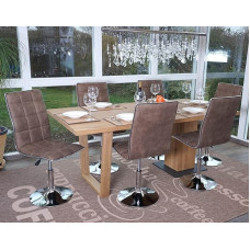 Mendler HWC-C41 6 valgomojo kėdžių komplektas Virtuvės kėdės Reguliuojamo aukščio pasukamos Audinys / tekstilė FSC® Vintage Brown