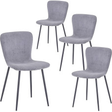 GOLDFAN 4 virtuvės kėdžių rinkinys Valgomojo kėdės Minkštos kėdės Šiuolaikinės elegantiškos gyvenamojo kambario medžiaginės kėdės su juodomis kojomis, pilkos spalvos