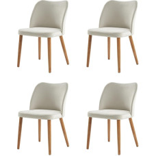 HULALA HOME 4 valgomojo kėdžių rinkinys, tualetinio stalo kėdės, patogios virtuvės kėdės su medinėmis kojelėmis svetainei, miegamajam ir valgomajam, baltos spalvos