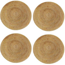 4X rankų gewebte rotango Tisch rinkiniai, Runde Wicker Tisch rinkiniai, Natürlich Gewebte Tisch rinkiniai Essen Tisch