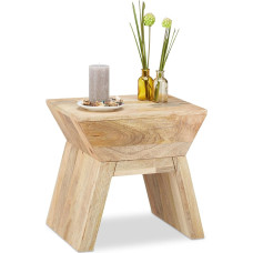 Relaxdays šoninis staliukas taburetė 2 in 1 Mango medienos taburetė Bauhaus stiliaus H x Š x D 44 x 45 x 35 cm Natūralus