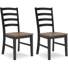 Signature Design by Ashley Wildenauer Rustic Armless Dining Chair, Set of 2, Black & Tan