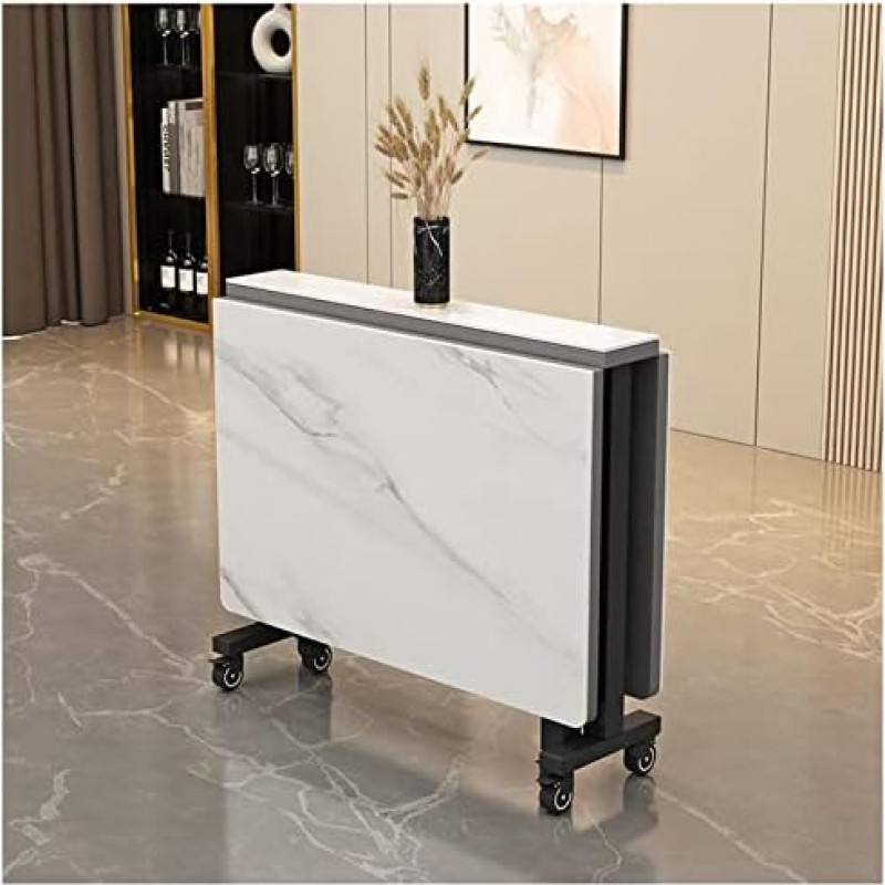 Prieškambario stalai, siauras stalas už sofos, modernus sulankstomas valgomojo stalas su 6 ratukais, išskleidžiamas virtuvės stalas su sulankstomais lapais, skirtas mažoms erdvėms, universalus ir erdvus