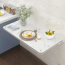 Faltbarer Wandtisch - Massivholz Weiß Wandschreibtisch Platzsparender Klapptisch für kleine Räume Hohe Tragfähigkeit Mehrzweck-Perfekt für Wohnzimmer & Home Office