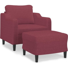 ULUYYUC Loungesessel Couch Klein Küchensofa Sofa Klein - Sessel mit Hocker Weinrot 60 cm Stoff für Küche Jugendzimmer Schlafzimmer Balkon