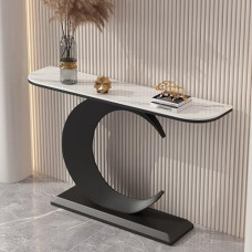 Konsolentisch, Langer moderner Akzenttisch, schmaler Eingangstisch, Sofatisch aus Rockboard, Flur-Foyertisch zur Dekoration und Organisation (Schwarz-A, 120 cm)