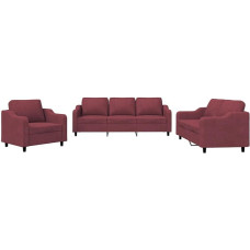 QJBSAVVA Loveseat Sofa Camping Sofa Sofagarnituren Camping Couch - 3-TLG. Sofagarnitur mit Kissen Weinrot Stoff für Büro Ausstellungshalle Schlafzimmer Gästezimmer
