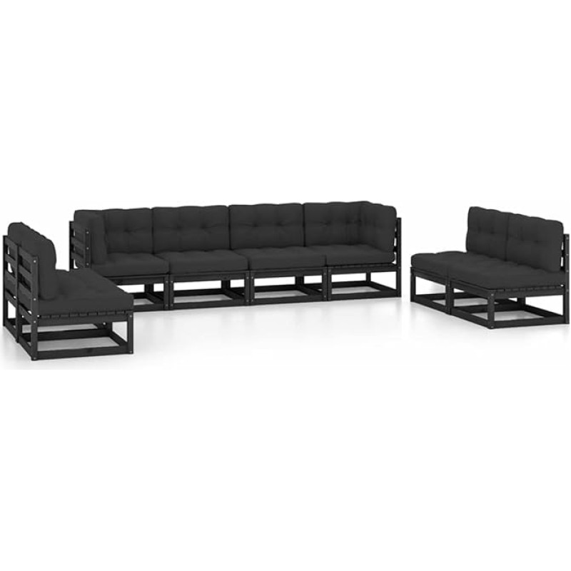 Rantry Casa Set Gartensofas 8 Stück mit Kissen aus massivem Kiefernholz, Schlafsofa, Wohnzimmer, Sofa, Sofa, moderne Lounge, Sofas für den Außenbereich für den Garten, Outdoor-Möbel
