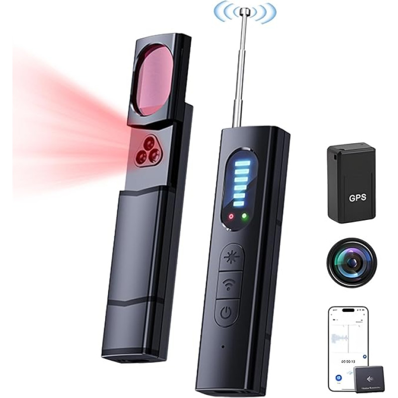 Paslėptų kamerų detektoriai, kamerų detektorius RF belaidis, X13 kamerų detektorius - apsaugantis nuo padėties nustatymo, apsaugantis nuo fotografavimo, apsaugantis nuo pasiklausymo, su garso ir vibracijos režimu, skirtas viešbučiui, miegamajam, biurui