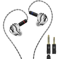 LEAUDIO TRN Shell 4DD Planar Hybrid Headphones with 2 Pin Detachable Cable, Replaceable Nozzle, Design Headphones (No Microphone)