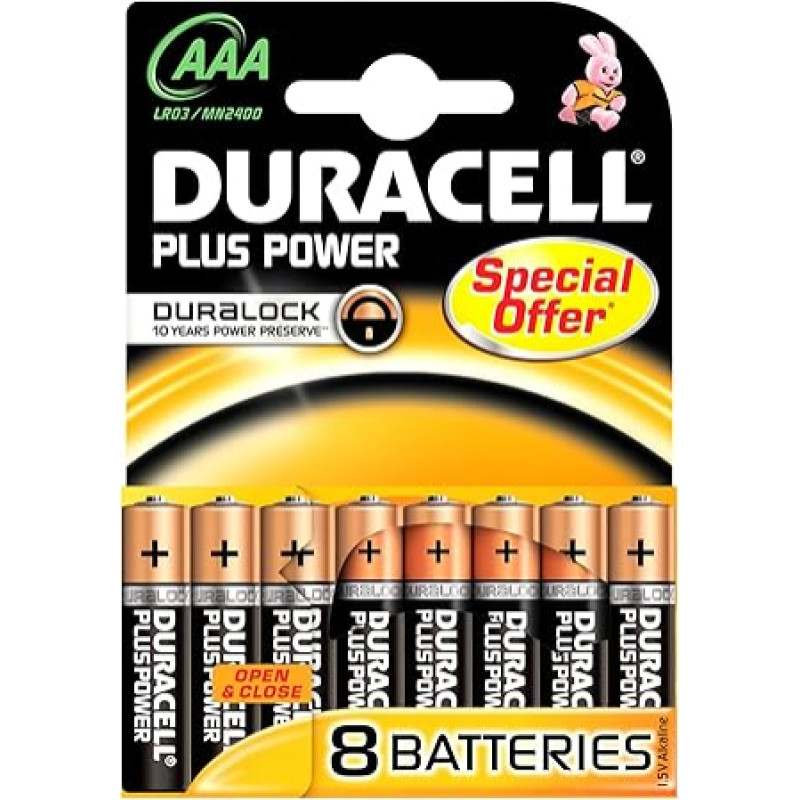 Duracell Duralock MN2400 AAA/Micro/LR03 baterijos, 8 vnt.