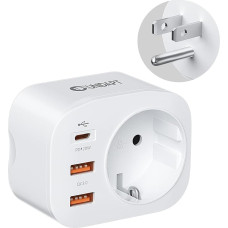 Unidapt 4 in 1 Travel Adapter for USA, Socket Adapter with 3 USB, 1 Type C PD 20W, Type B, Power Adapter for Canada, Mexico, Thailand, USA - Fast Charger