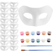 MUXHEL 20 Stück DIY weiße Papiermasken, DIY Weißes Masken zum Anmalen, Papiermasken zum Bemalen, Weiße Halbes Gesicht Masken, Unbemalte DIY Papier Maske, für Maskerade, Cosplay-Party, 19x10CM