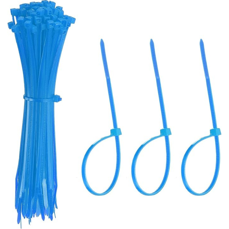 YELARXI Kabelbinder aus Kunststoff, selbstsichernd, 15,2 cm, passend für Zuhause, Garten, Büro, Werkstatt, Reisen, 100 Stück, Blau
