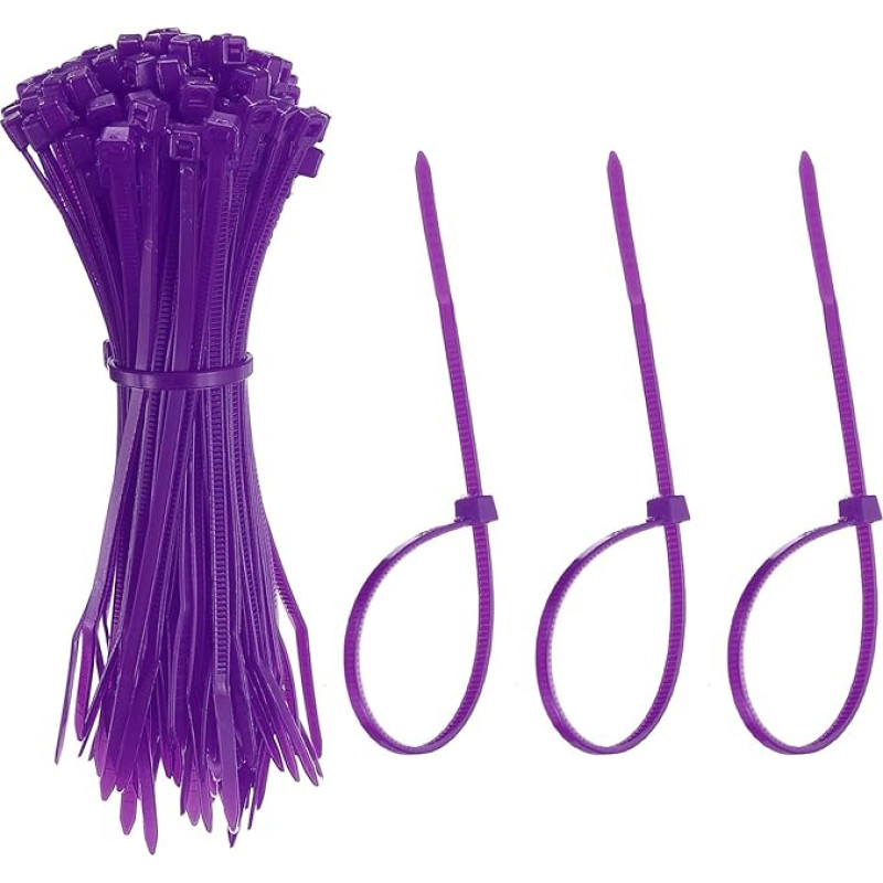 YELARXI Kabelbinder aus Kunststoff, selbstsichernd, 10,2 cm, passend für Zuhause, Garten, Büro, Werkstatt, Reisen - (100 Stück, lila)
