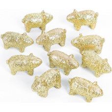 Logbuch-Verlag 10 mini lucky pig figures, gold glittering, 2 cm, small lucky pigs, lucky charm, graduation, New Year 2025