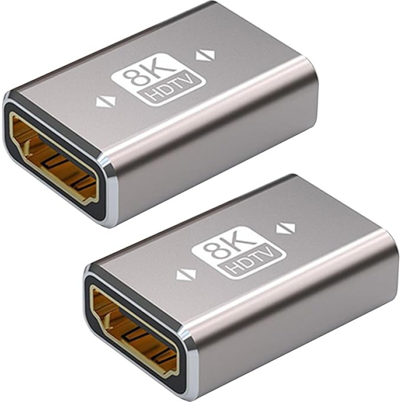 HDMI 2.1 Koppler, 2 Stück 2.1 Buchse auf Buchse, unterstützt 8K @ 60Hz/4K @ 120Hz UHD HDR 3D ARC, HDMI adapter für Laptop, PC, HDTV-Monitor