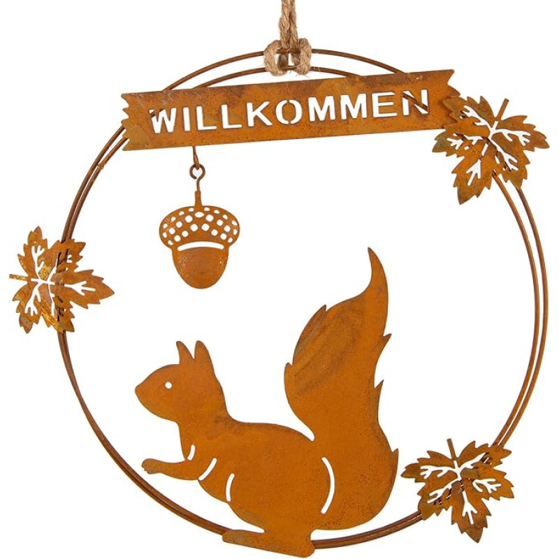 Logbuch-Verlag Rudens pasveikinimo vainikas ant durų 20 cm rudens vainikas su voverėle, skirtas pakabinti ant durų