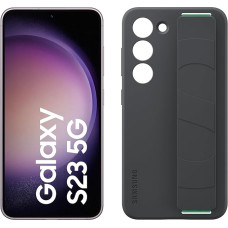 Samsung Galaxy S23 AI Android Smartphone, 256 GB, 3,900 mAh Battery, Smartphone without Contract, Lavender + Silicone Grip Case, Black