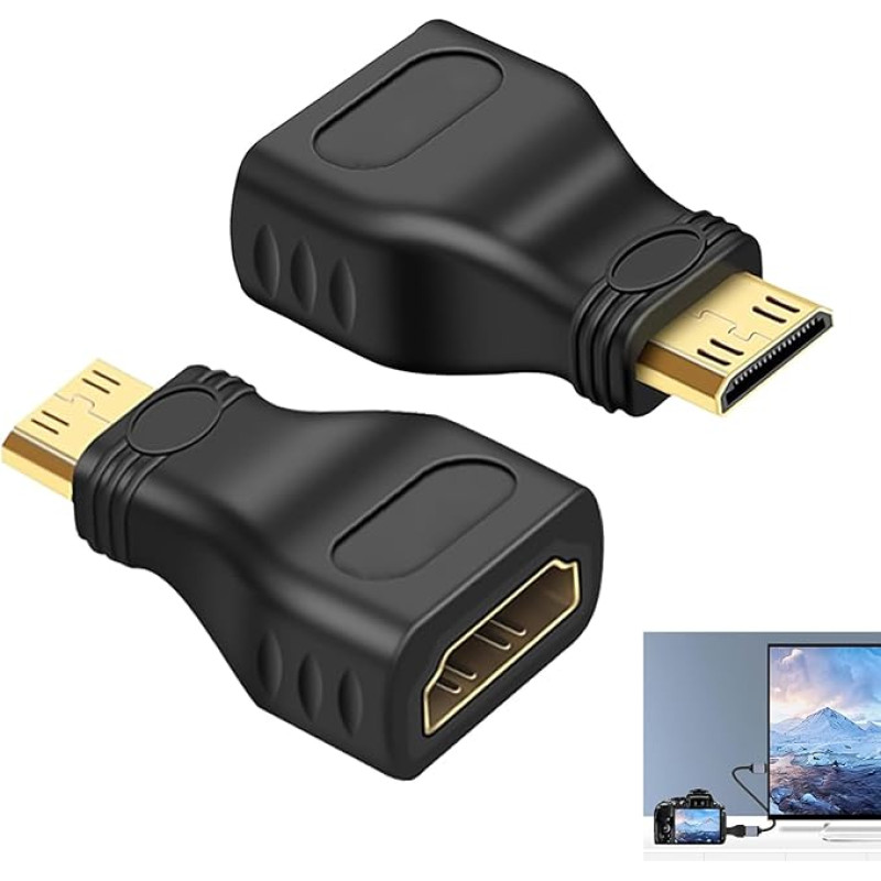 Kmuqshy Mini-HDMI-auf-HDMI-Adapter, Ultra HD, Adapterkabel, MiniHDMI-Stecker auf Buchse, suderinamas su kompiuteriais, vaizdo kameromis, televizoriais, monitoriais, 3D, Ethernet ir Arc, 2 Stück