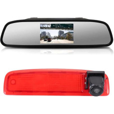 4,3 colių galinio vaizdo veidrodžio monitorius + stabdžių šviesos atbulinės eigos kamera: HD atbulinės eigos kameros rinkinys, skirtas 