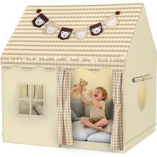 Children's Tent Playhouse Indoor with LED Lights and Bear Decoration, Children's Bed Tent, Play Tent for Indoors, Princess Tent with Windows, Children's Room Decoration, Reading Tent & Children's Play