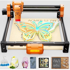 ACMER S2 7 W lazerinis pjaustytuvas, 48 W galios lazerinis graviravimo aparatas, 300 x 300 mm, 10000 mm/min, medžio lazerinis graviravimo aparatas, skirtas 