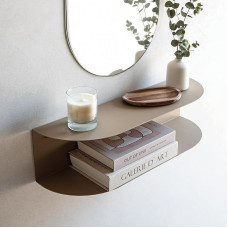 MILUKA Ovva Narrow Metal Console Table, Beige, 60 cm, Floating Wall Shelf for the Hallway with 2 Levels, Hanging as a Bedside Table, Dressing Table or Sideboard