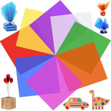 DIKEBAO 8 Colours 120 Pieces Transparent Films Colourful Coloured Cellophane Film Window Film Headlight Transparent Film Colour Films Gel Gift Film Colour for Sweets DIY Arts Crafts Decoration