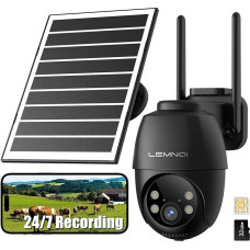 Lemnoi 4G LTE Solar Outdoor Surveillance Camera with SIM Card Pre-Installed & SD Card, Battery Surveillance Camera with 24/7 Recording, Car Tracking, PIR Motion Detection, Colour Night Vision