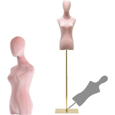 HIYOUGO Manekenas, aksominis moterų siuvėjų manekenas, siuvėjų manekenas su reguliuojamu aukščiu, moterų biustas, manekenas, drabužių lėlė, liemuo, liemuo, moterų biusto suknelė, stendas (rožinis, A)