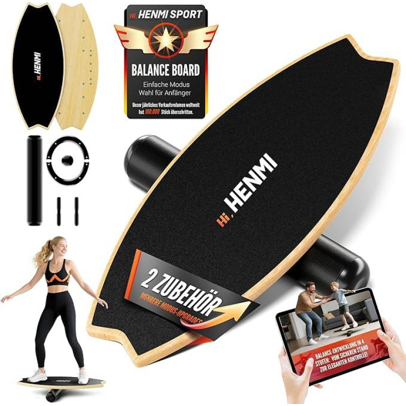 HENMI Medinė balansavimo lenta su neslystančia 