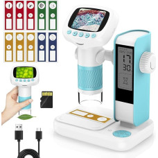 USCAMEL skaitmeninis rankinis mikroskopas vaikams: 50X-1000X nešiojamas mini mikroskopas su stovu, 2 colių LCD ekranas nuotraukoms ir vaizdo įrašams su laikmačiu - mokslinė mokymo priemonė vaikams
