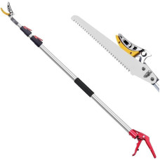 FLORA GUARD 1,4 - 3,05 m teleskopinės šakų genėjimo žirklės šviežioms šakoms ir šakoms, teleskopinis genėjimo pjūklas, genėjimo pjūklas su SK5 3D dantukais, darbui toli esančiose vietose, vaisių skynimo žirklės sodui ir