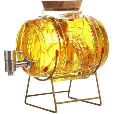 Viskio karafa, 1L/1,5L/3L/5L statinės formos gėrimų dozatorius, statinės dekanteris su čiaupu, alkoholio dozatorius, idealiai tinkantis vynui, viskiui, alui, romui, dovanos vaikinui, vyrui, tėvui (stiklinė statinė, 5L)