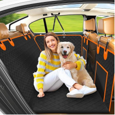 GLOWPOINT Šunų automobilio sėdynės užpakalinės dalies pratęsimo užvalkalas, kietas dugnas, šuns automobilio sėdynės užvalkalas, atsparus vandeniui, neslystantis, skalbiamas skalbimo mašinoje, šunų automobilio hamakas kelionėms ir stovyklavimui, tinka