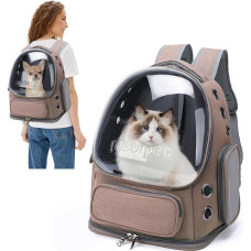 PETCUTE naminių gyvūnėlių kuprinė, nešiojama kosminė kapsulė šunims ir katėms su nuimamu kilimėliu, kvėpuojanti transportavimo kuprinė, transportavimo krepšys naminiams gyvūnėliams su apsauginiu pavadėliu, skirta kelionėms
