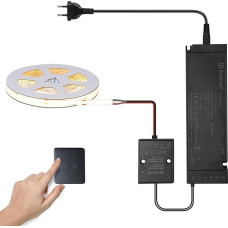 lichtvoll 24V COB LED juosta 5M - 480LEDs/m, nemirganti, itin ryškios spalvos temperatūra 2700K-6500K, reguliuojama, su jutikliniu jungikliu, 2.4G valdikliu ir 60W maitinimo šaltiniu, skirta virtuvei, spintelėms