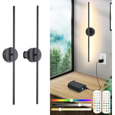 Akumuliatorinis sieninis vidaus šviestuvas su nuotolinio valdymo pulteliu ir jutikliniu jungikliu, 8000 mAh nuimamas akumuliatorius, USB įkraunamas LED sieninis šviestuvas be maitinimo jungties, reguliuojamas apšvietimas, 15 spalvų, 3 laikmačiai, pasukama