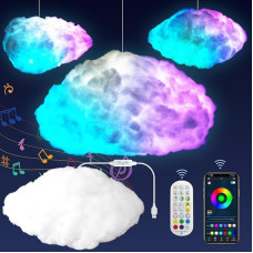Debesis LED DIY žibintai miegamajam, įvairiaspalviai, kūrybinis naktinio apšvietimo rinkinys, muzikos sinchronizavimas su programėlės valdymu, RGB su IC, šauniausia lubų apdaila kambariui, namams, šaliai (1 vnt.)